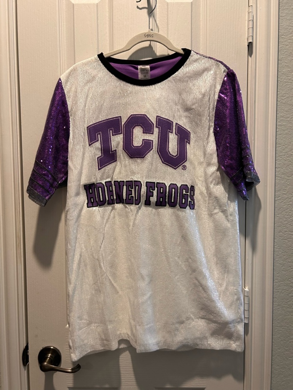 TCU Horned Frogs White & Purple Sequin Mini Dress